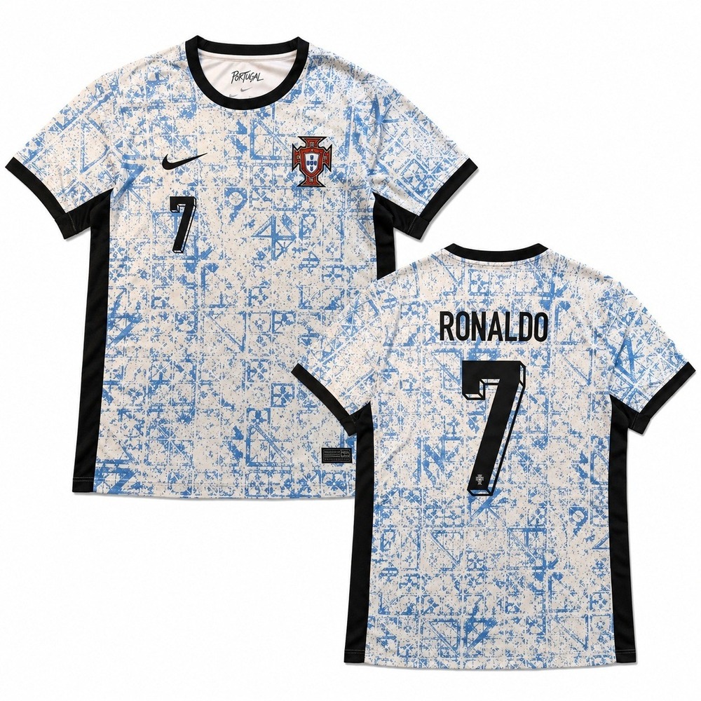 Nike Portugal Ronaldo #7 Away Jersey Blue White Mosaic Size Large